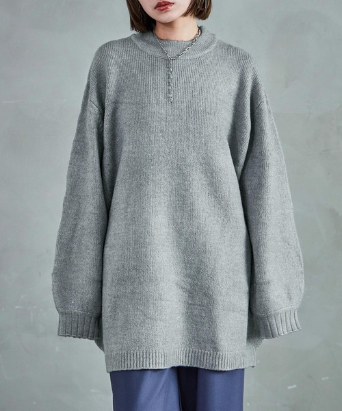 クルーネック ロング丈 ニットトップス（ニット/セーター）｜Fashion Letter（ファッションレター）