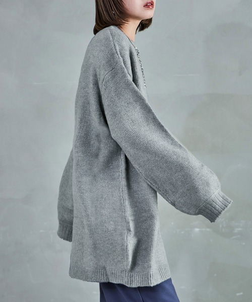 クルーネック ロング丈 ニットトップス（ニット/セーター）｜Fashion Letter（ファッションレター）