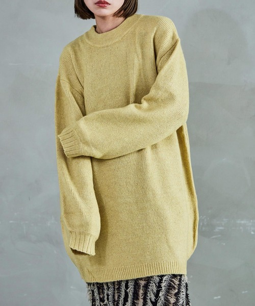 クルーネック ロング丈 ニットトップス（ニット/セーター）｜Fashion Letter（ファッションレター）