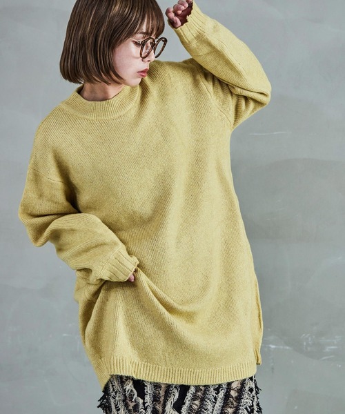 クルーネック ロング丈 ニットトップス（ニット/セーター）｜Fashion Letter（ファッションレター）