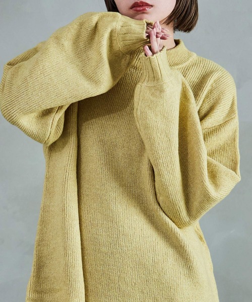 クルーネック ロング丈 ニットトップス（ニット/セーター）｜Fashion Letter（ファッションレター）