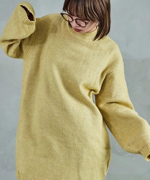 クルーネック ロング丈 ニットトップス（ニット/セーター）｜Fashion Letter（ファッションレター）