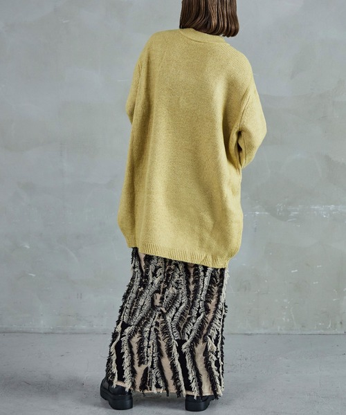 クルーネック ロング丈 ニットトップス（ニット/セーター）｜Fashion Letter（ファッションレター）