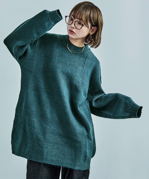 クルーネック ロング丈 ニットトップス（ニット/セーター）｜Fashion Letter（ファッションレター）