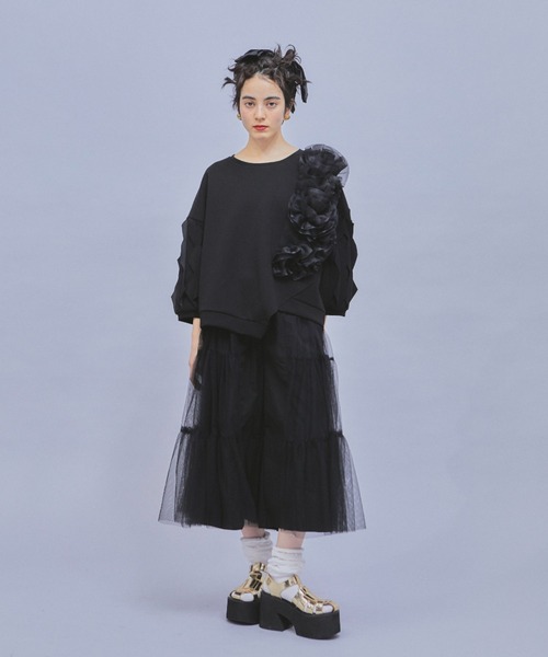 manana suerte（マニャーナスエルテ）の「チュールレースワイドパンツ（その他パンツ・レディース・ブラック・FREE）」の14枚目の写真