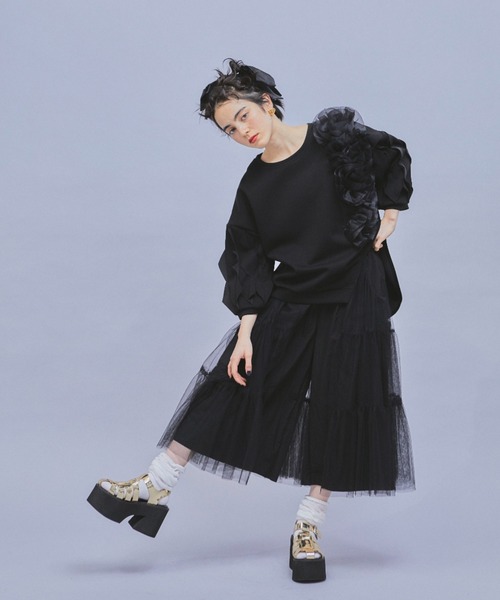 チュールレースワイドパンツ（その他パンツ）｜manana suerte