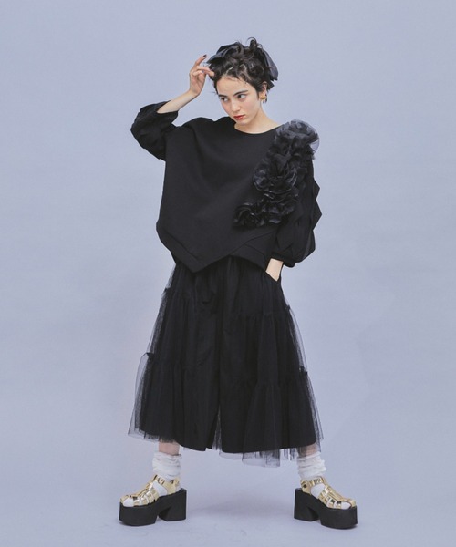 manana suerte（マニャーナスエルテ）の「チュールレースワイドパンツ（その他パンツ・レディース・ブラック・FREE）」の17枚目の写真