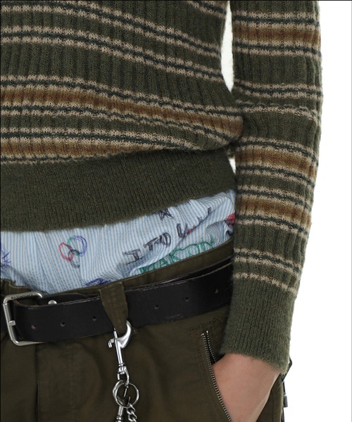 【セール】ジャストフィット ポロカラー ボーダー柄 ニット MY2145【MASONPRINCE】【2024AW】（ニット/セーター）｜MASONPRINCE（メイソンプリンス）