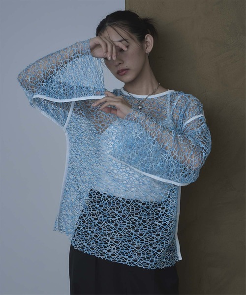 セール】メランジメッシュトップス（Tシャツ/カットソー）｜miette