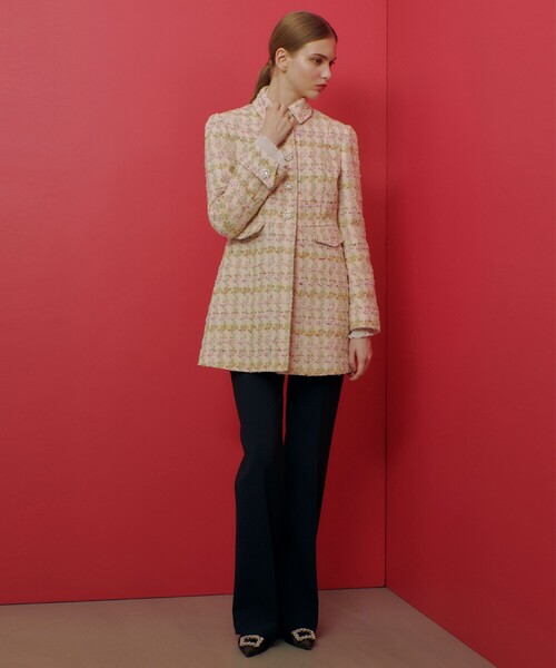 セール】【LOULOU WILLOUGHBY】LINTONツイードロングジャケット