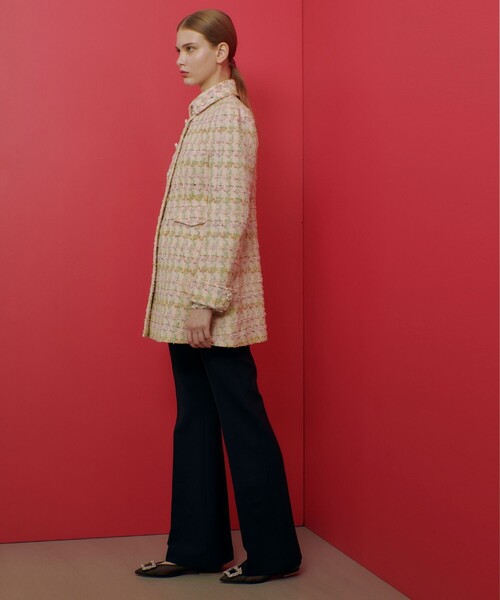 セール】【LOULOU WILLOUGHBY】LINTONツイードロングジャケット