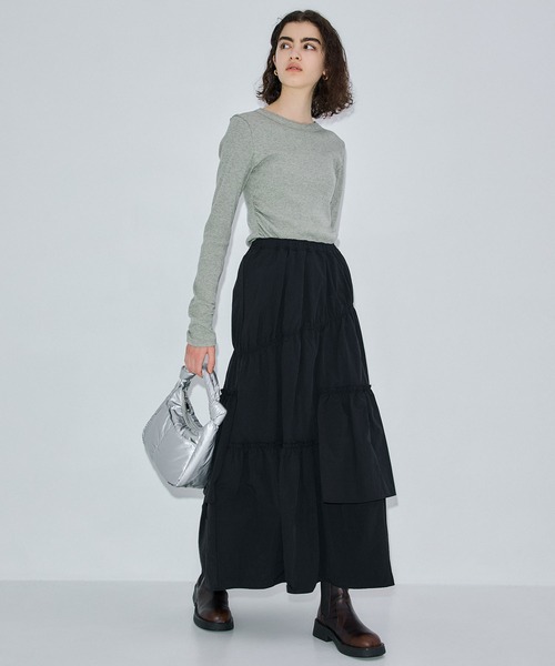 PUBLIC TOKYO（パブリックトウキョウ）の「リップアシメティアードスカート（スカート・レディース・アイボリー/ブラック・FREE）」の9枚目の写真