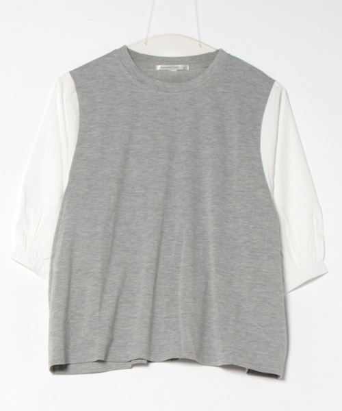 Asterellivi(アステレリビ)の「切替七分丈袖クルーネックドッキングTシャツ(シャツ/ブラウス・レディース・グレー/ブラック系その他/ブラック系その他2/ブラック・M/L/XL)」の5枚目の写真