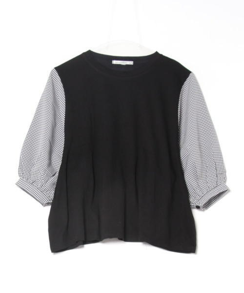 Asterellivi(アステレリビ)の「切替七分丈袖クルーネックドッキングTシャツ(シャツ/ブラウス・レディース・グレー/ブラック系その他/ブラック系その他2/ブラック・M/L/XL)」の7枚目の写真