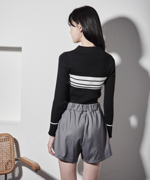 【セール】ポロカラーラガーリブニット（ニット/セーター）｜Y/lim（イリム）