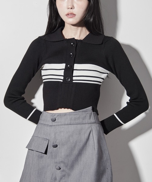 【セール】ポロカラーラガーリブニット（ニット/セーター）｜Y/lim（イリム）