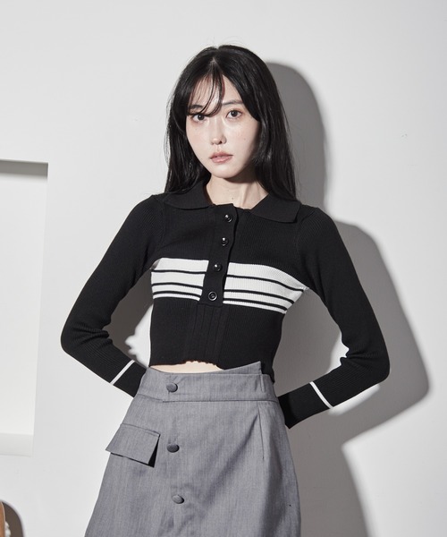 【セール】ポロカラーラガーリブニット（ニット/セーター）｜Y/lim（イリム）