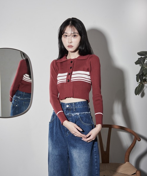 【セール】ポロカラーラガーリブニット（ニット/セーター）｜Y/lim（イリム）