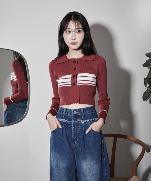 【セール】ポロカラーラガーリブニット（ニット/セーター）｜Y/lim（イリム）