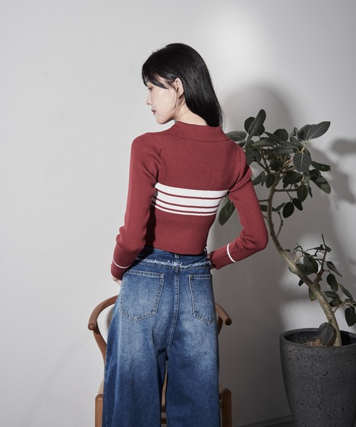 【セール】ポロカラーラガーリブニット（ニット/セーター）｜Y/lim（イリム）