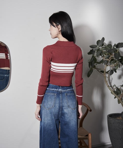 【セール】ポロカラーラガーリブニット（ニット/セーター）｜Y/lim（イリム）