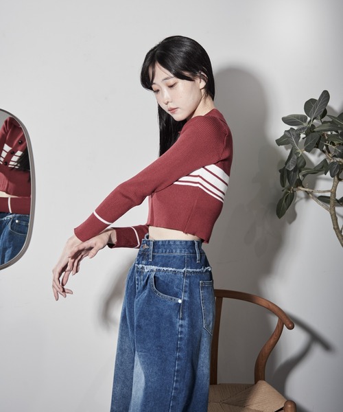 【セール】ポロカラーラガーリブニット（ニット/セーター）｜Y/lim（イリム）