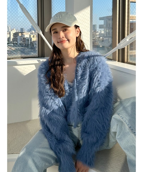 Ungrid（アングリッド）の「2Wayシャギールーズニット（ニット/セーター・レディース・モカ/オフホワイト/ブルー・FREE）」の3枚目の写真