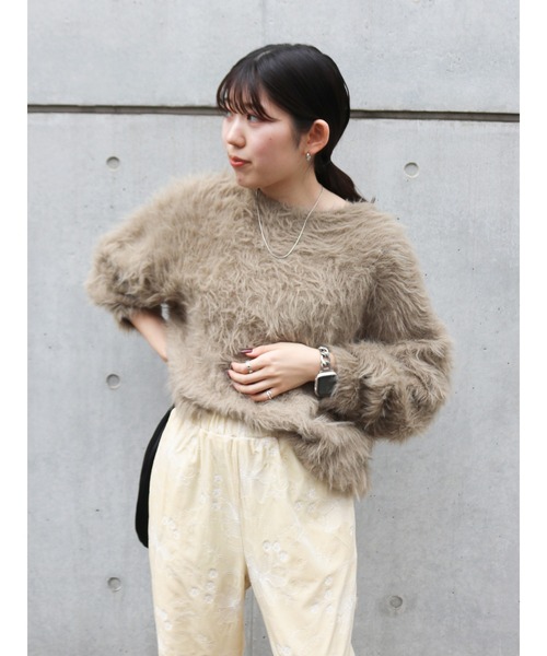 Ungrid（アングリッド）の「2Wayシャギールーズニット（ニット/セーター・レディース・モカ/オフホワイト/ブルー・FREE）」の8枚目の写真