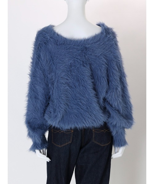 Ungrid（アングリッド）の「2Wayシャギールーズニット（ニット/セーター・レディース・モカ/オフホワイト/ブルー・FREE）」の17枚目の写真