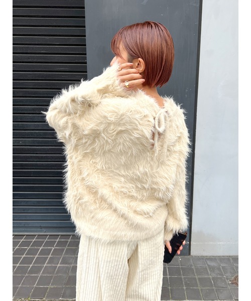 Ungrid（アングリッド）の「2Wayシャギールーズニット（ニット/セーター・レディース・モカ/オフホワイト/ブルー・FREE）」の4枚目の写真