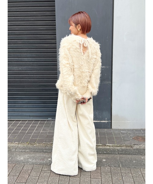 Ungrid（アングリッド）の「2Wayシャギールーズニット（ニット/セーター・レディース・モカ/オフホワイト/ブルー・FREE）」の5枚目の写真