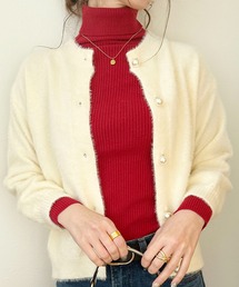 シャギーモヘアライクパールボタンカーディガン