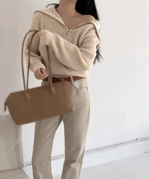 Miniministore(ミニミニストア)の「ハーフジップニットセーター ビッグカラー(ニット/セーター・レディース・ミント/ベージュ/グレー/ブラウン・FREE)」の21枚目の写真