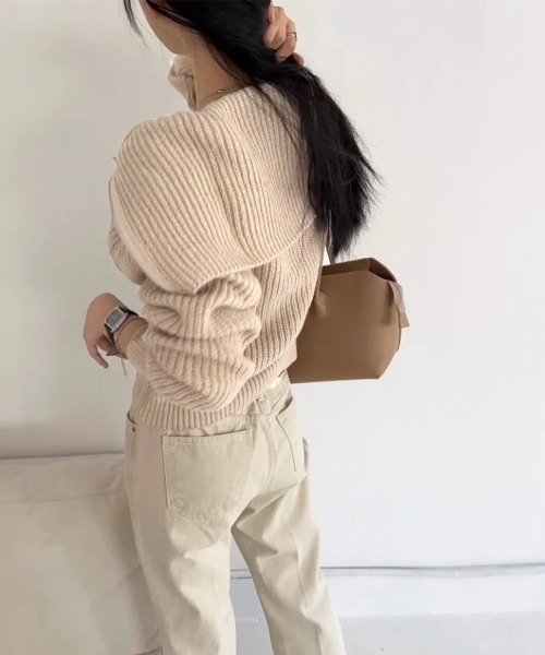 Miniministore(ミニミニストア)の「ハーフジップニットセーター ビッグカラー(ニット/セーター・レディース・ミント/ベージュ/グレー/ブラウン・FREE)」の18枚目の写真