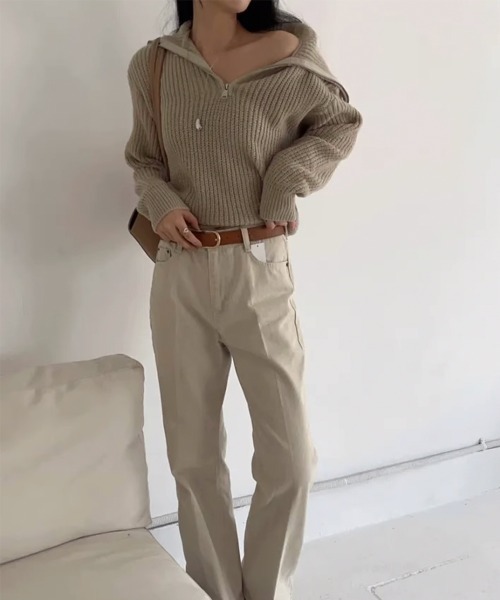 Miniministore(ミニミニストア)の「ハーフジップニットセーター ビッグカラー(ニット/セーター・レディース・ミント/ベージュ/グレー/ブラウン・FREE)」の16枚目の写真