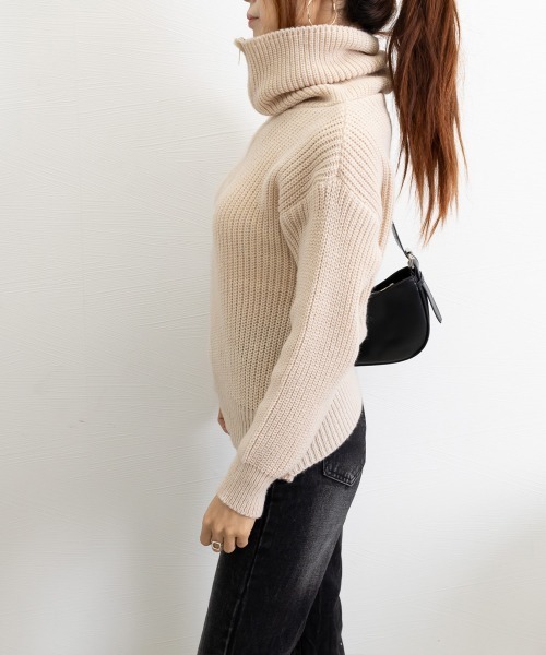 Miniministore(ミニミニストア)の「ハーフジップニットセーター ビッグカラー(ニット/セーター・レディース・ミント/ベージュ/グレー/ブラウン・FREE)」の9枚目の写真