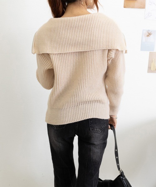 Miniministore(ミニミニストア)の「ハーフジップニットセーター ビッグカラー(ニット/セーター・レディース・ミント/ベージュ/グレー/ブラウン・FREE)」の7枚目の写真