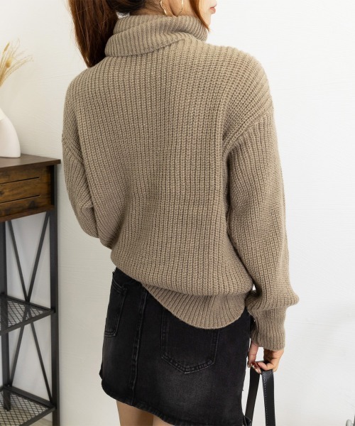 Miniministore(ミニミニストア)の「ハーフジップニットセーター ビッグカラー(ニット/セーター・レディース・ミント/ベージュ/グレー/ブラウン・FREE)」の5枚目の写真
