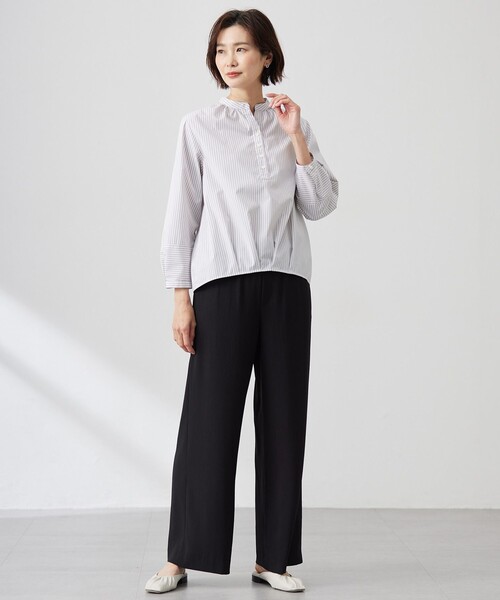 J.PRESS Ladies(J.プレス レディス)の「【洗える・接触冷感・UVケア】エステネージュストライプ コクーン ブラウス(シャツ/ブラウス・レディース・ブルー系1/ネイビー系3/サックスブルー系1/ライトグレー系1・XS)」の12枚目の写真