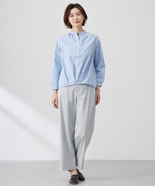 J.PRESS Ladies(J.プレス レディス)の「【洗える・接触冷感・UVケア】エステネージュストライプ コクーン ブラウス(シャツ/ブラウス・レディース・ブルー系1/ネイビー系3/サックスブルー系1/ライトグレー系1・XS)」の14枚目の写真