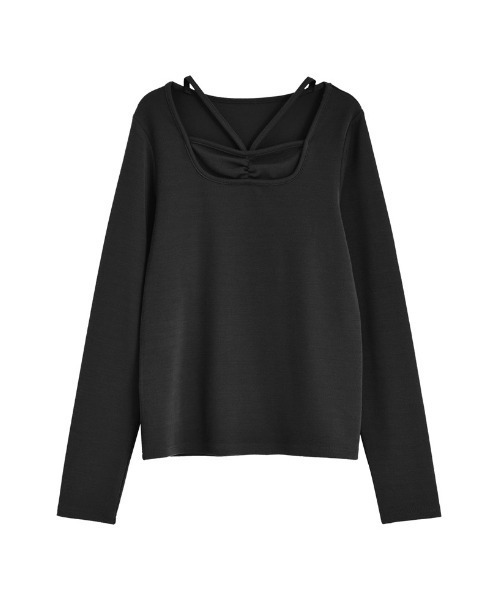 Re:EDIT(リエディ)の「スムースリブカットソーレイヤード風トップス(Tシャツ/カットソー・レディース・グレー/ブラック/ホワイト/モカ・MEDIUM/LARGE)」の8枚目の写真
