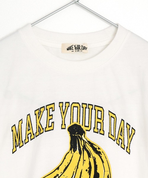 MAKE YOUR DAY(メイクユアデイ)の「バナナとロゴ半袖Tシャツ■パパサイズ(Tシャツ/カットソー・メンズ・オフホワイト/チャコールグレー・M/L)」の8枚目の写真