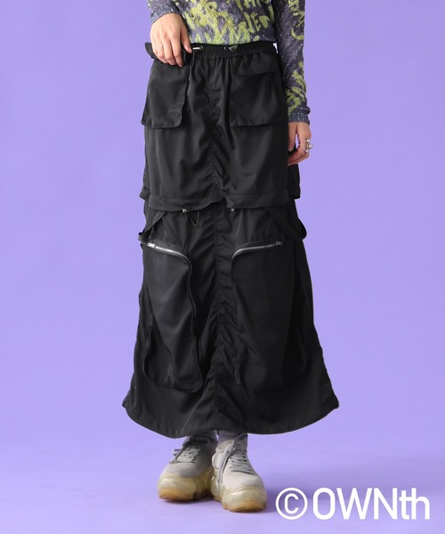 OWNth(オンス)の「3WAYミリタリースカート(スカート・レディース・ブラック/カーキ・ONESIZE)」の3枚目の写真