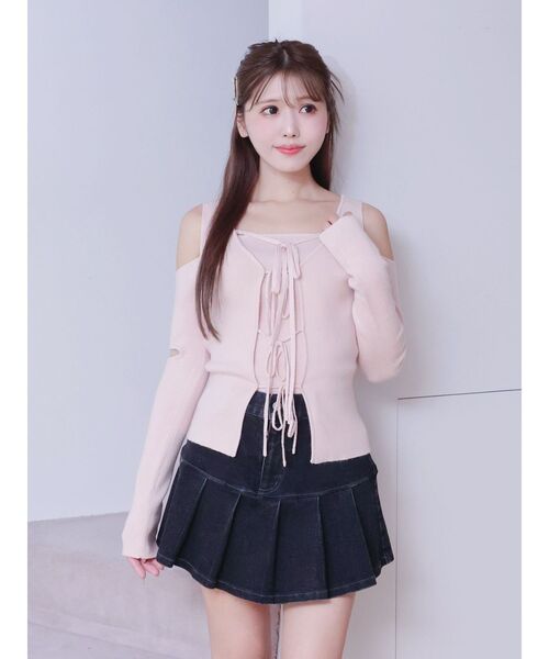 EATME(イートミー)の「リボンカットアウトリブニットアンサンブル(ニット/セーター・レディース・アイボリー/ブラック/ピンク・FREE)」の5枚目の写真