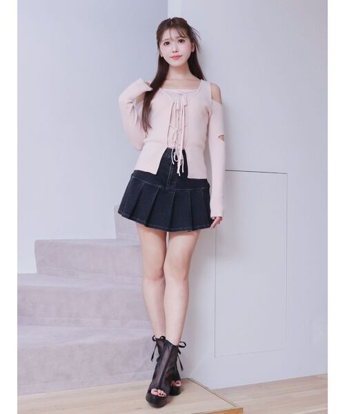 EATME(イートミー)の「リボンカットアウトリブニットアンサンブル(ニット/セーター・レディース・アイボリー/ブラック/ピンク・FREE)」の7枚目の写真