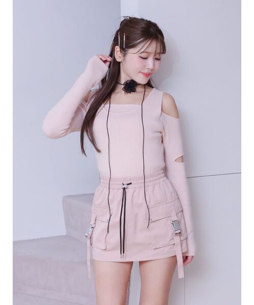 EATME(イートミー)の「リボンカットアウトリブニットアンサンブル(ニット/セーター・レディース・アイボリー/ブラック/ピンク・FREE)」の9枚目の写真