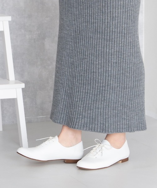 JELLY BEANS（ジェリービーンズ）の「ソフトレースアップフラットシューズ【Made in Japan】(113-51011)JELLY BEANS(ジェリービーンズ)（ドレスシューズ・レディース・ホワイト/ブラック/シルバー・24.5/24/23.5/23/22.5）」の5枚目の写真