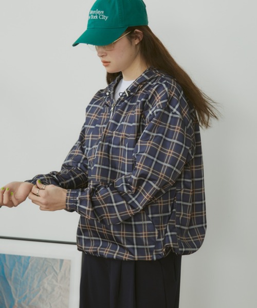 MERLOT（メルロー）の「チェックアノラックパーカー/裾ドローコード