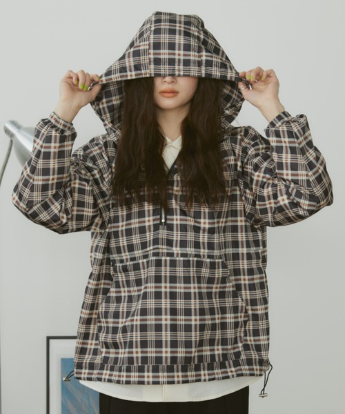 yori チェックパーカー　⭐︎美品⭐︎ セール】フードチェックパーカー/hood check parker（パーカー