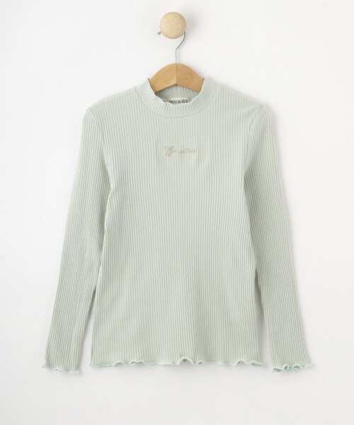 SHOO・LA・RUE（シューラルー）の「【100-150cm】刺繍ロゴ使いリブロンT（Tシャツ/カットソー・キッズ・ライトグレー/パープル/ライトグリーン/ホワイト系3・11/10/12/15 /13/14）」の3枚目の写真